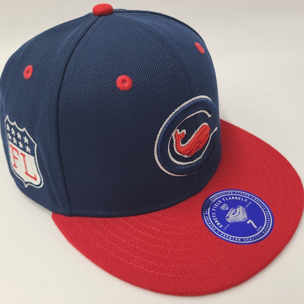 Chicago Whales Hat Fitted 7 Ebbets Field Flannels Blue Red FL Patch Baseball Men